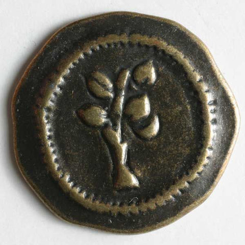 Tree Antique Brass Metal Button