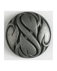Antique Tin Heart Leaves Button