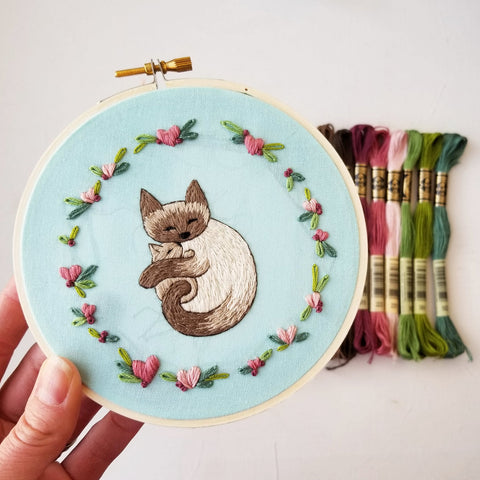 Cuddling Kitties Embroidery Kit