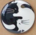 Enamel Yin Yang Cat Button