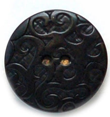 Black Round Ornate Corozo Buttons
