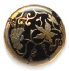 Black Gold Elegant Flowers Enamel Button