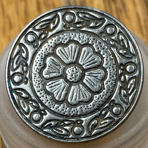 Antique Silver Flowers Button