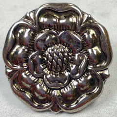 Rose Antique Silver Metal Button