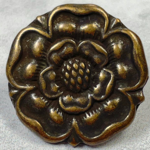 Rose Antique Brass Metal Button