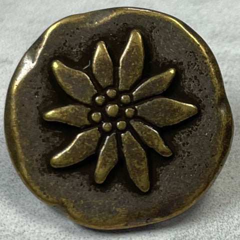 Antique Brass Flower Button