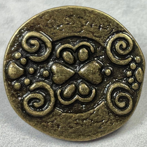 Antique Brass Hearts Button